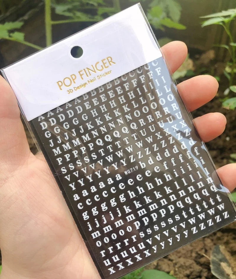 Newest Black Numbers English Letter Design 3d Self Adhesive Decal Slider DIY Decoration Manicure Tools Nail Sticker Accessories