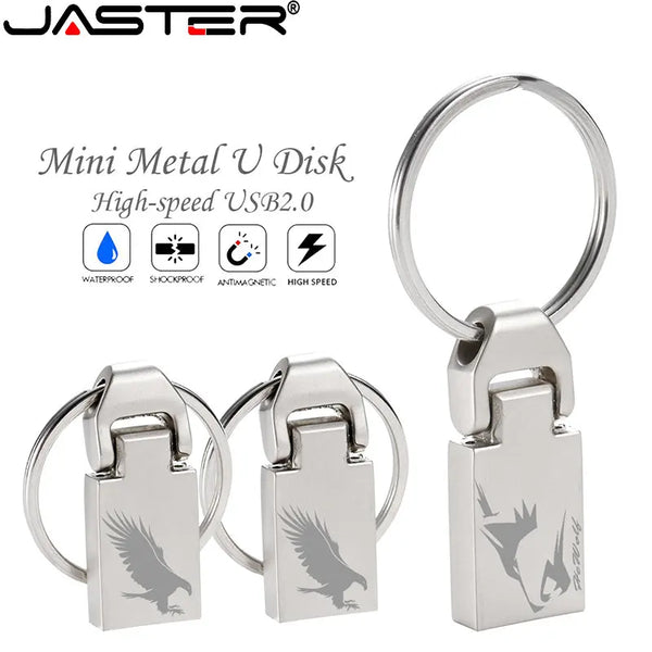 JASTER Mini Metal USB Flash Drives 64GB Silver Key Chain Pen Drive 32GB TYPE-C Adapters Memory Stick 16GB Multifunction Pendrive
