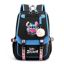 Disney Lilo Stitch Backpacks Teenager USB Charging Laptop Backpack Women Men Rucksack Travel Bag Mochila