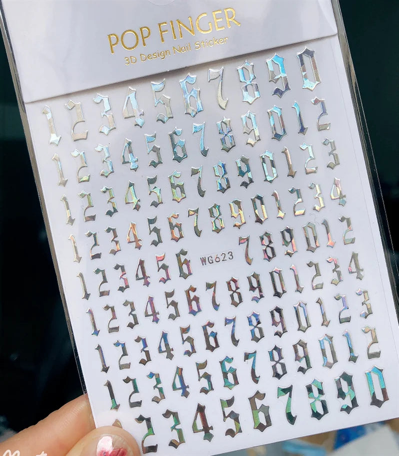 Newest Black Numbers English Letter Design 3d Self Adhesive Decal Slider DIY Decoration Manicure Tools Nail Sticker Accessories