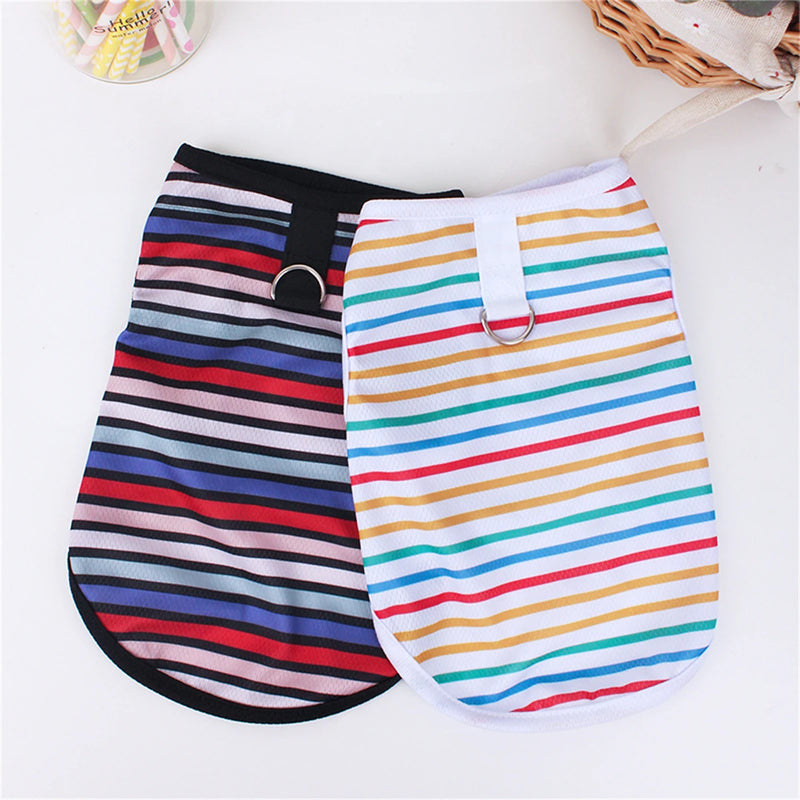 Striped Puppy Sleeveless Vest Spring Summer Pet Clothes for Small and medium Dogs Pomeranian Pullovers Kitten Towable T-shirts