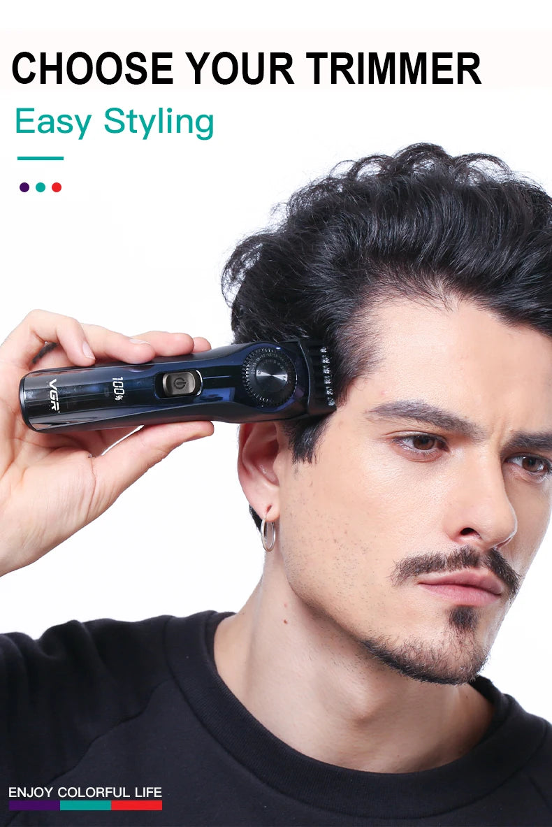 Recortadora de pelo VGR para hombre, ajustable, recargable, profesional, eléctrica, inalámbrica, V-080
