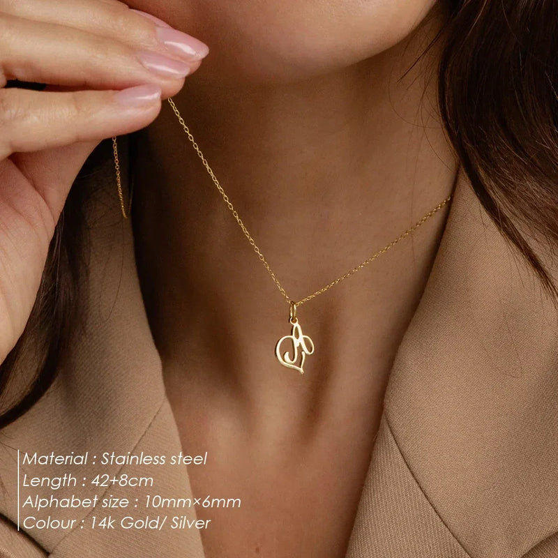 women Initial Necklace Art Letter A-Z Charm Pendant Necklace Women's Minimalism Jewelry Gift Stainless Steel Jewelry Wholesale