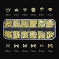 1000Pcs Gold Star Moon Glitter Nail Charms Metal Tips Slice Rivet DIY 3D FlatBack Nail Art Decorations Nails Jewelry Accessories