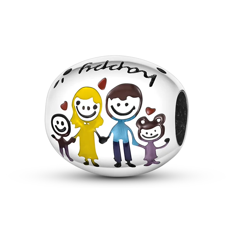 925 Sterling Silver Boy Girl and Heart Shape Pendant Charm Couple Lovers Bead Fit Pandora Original Bracelet DIY Jewelry Making