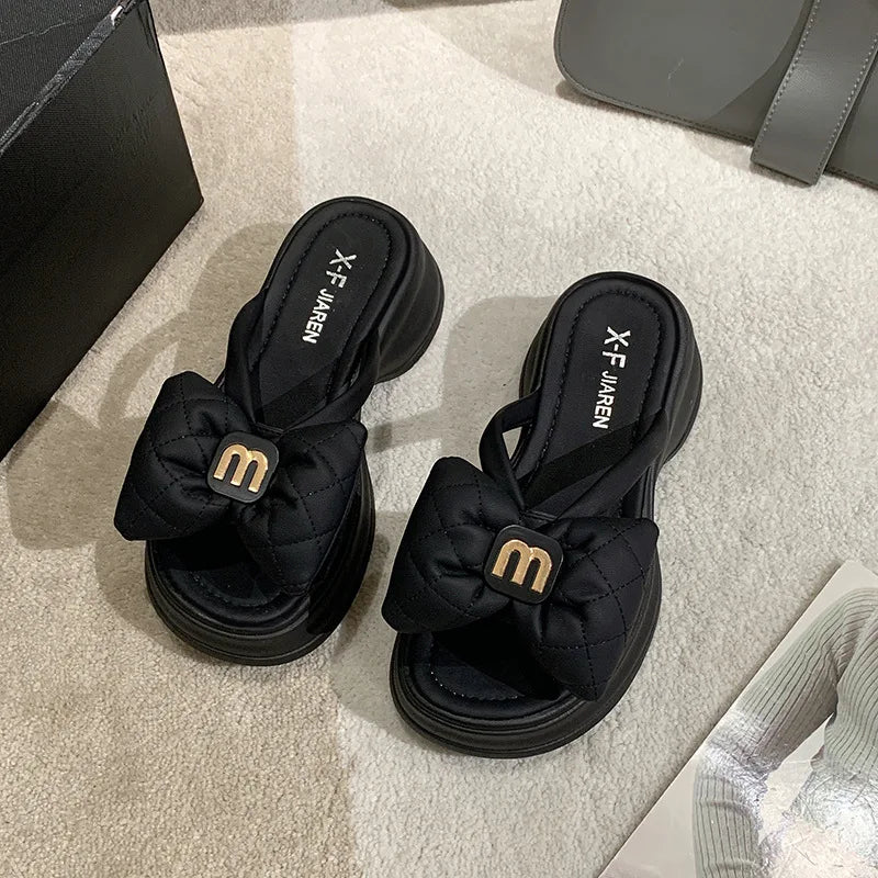 2024 summer New Fashion Women Shoes Slippers Comfortable Platform Shoe High Heels Leisure flower outdoor beach Slipper Women