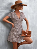 Summer Short Boho Dress Women V Neck Print Floral Party Dress Ladies Bohemian Flower Mini Dress For Women