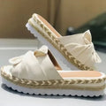 Heel Women's Slippers with Wedges Shoes for Women Bow-knot Slippers Woman Open Toe Braided Straps Sandals Shoes Pantuflas Mujer
