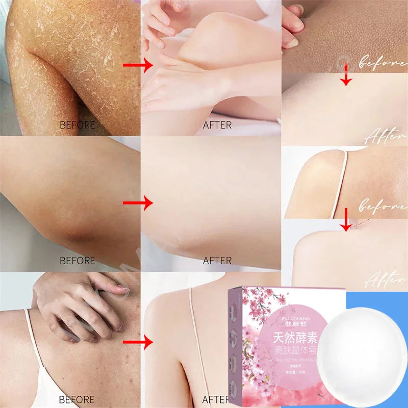 صابون كريستالي طبيعي مع رغوة لتنظيف الجسم، صابون مصنوع يدويًا بالزيوت العطرية، يفتح لون الميلانين، للعناية بالبشرة الناعمة والوردية