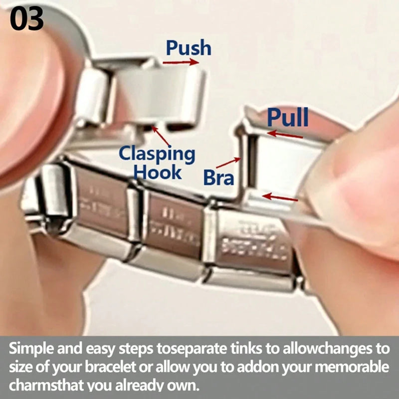 New Fashion Love Beauty Peace Girl Key Happy Forever Dad Italian Links Bracelet Stainless Steel Jewelry Diy Making