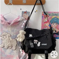 Kawaii Pins Decor Messenger Bag, Release Buckle Decor Flap Crossbody Bag, Large Capacity School Bag
