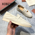 2025 Loafers Summer Walk Shoes Moccasines Suede Women Spring Autumn Fashion CausaleLeather Metal Pendant Flat Lazy SlipOn Shoes