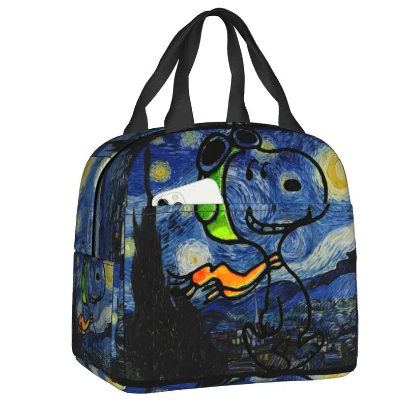 Custom Rock Tees Group Walk Snoopy Lunch Bag Women Cooler Thermal Insulated Lunch Boxes for Kids School