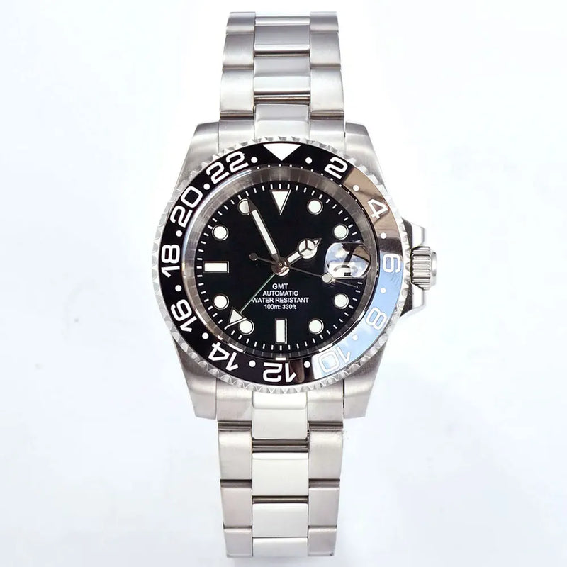 Gold Tow Tone NH34A GMT Movement Diving Watch for Men Automatic Watches Mechanical Swim Jubilee Bracelet 200m Waterproof Date