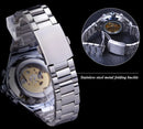 Winner Classic Series Golden Movement Steel Mens Skeleton Man Wrist Watch Mechanical Top Brand Luxury Fashion Automatic Watches