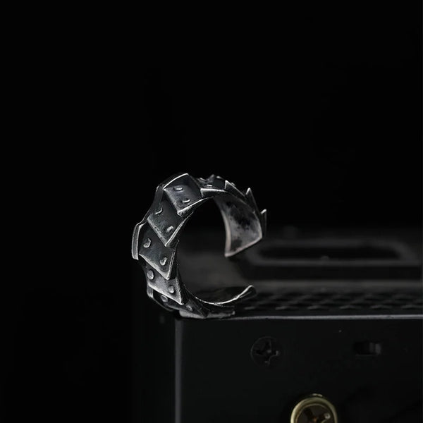 Retro Cyberpunk Gear Armor Ring For Men Antique Punk Gothic Adjustable Ring Handmade Rock Biker Accessories Man Jewelry Gift