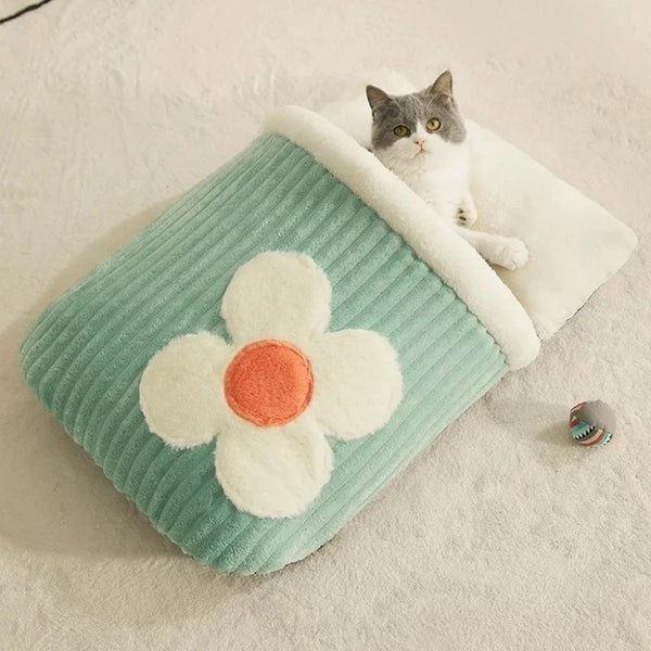 New Sakura Cat Bed Cat Sleeping Bag Soft Warm Cozy Cave Cat Bed Deep Sleep Winter Cat Nest Dog House Pet Products