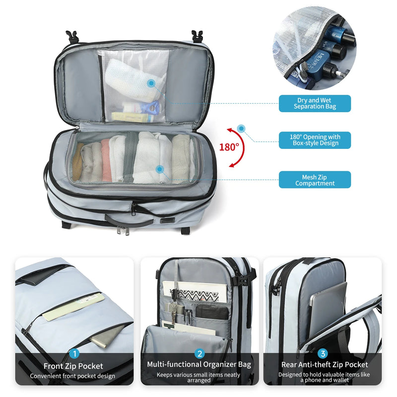 Tigernu Fashion Expandable 27L-37L Hiking Travel Laptop Backpack For 17inch Storage Packs Luggage With USB Port Backpack mochila