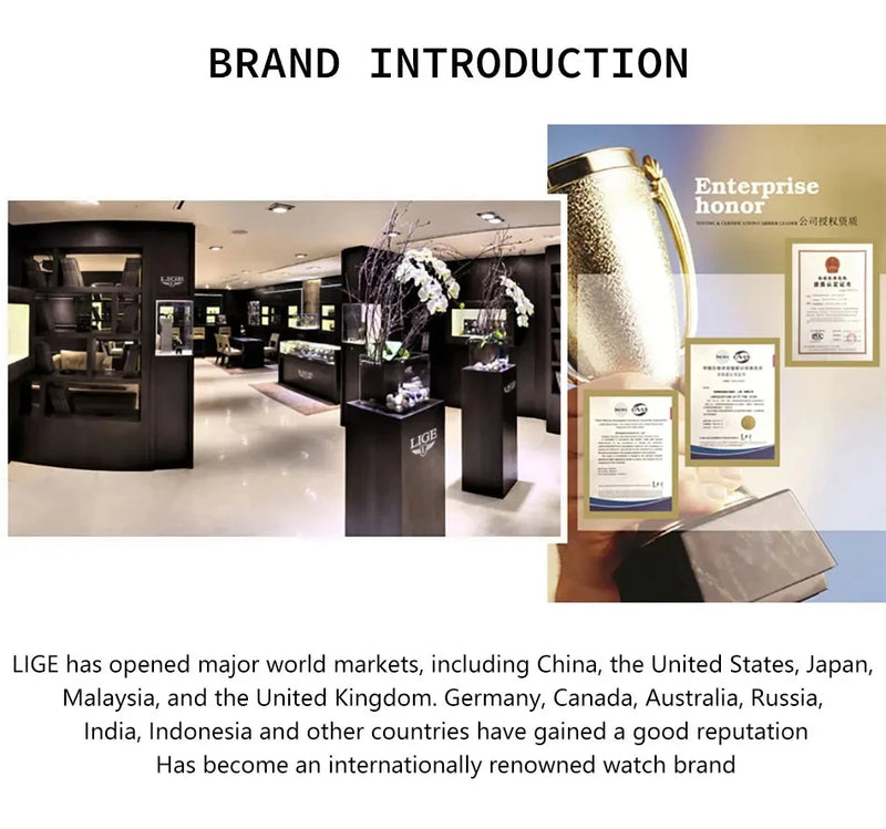 LIGE Gold Stainless Steel Men Watches Quartz Waterproof Luminous Male Clock Business Sport Mens Watch Luxury Calendar Man Watch