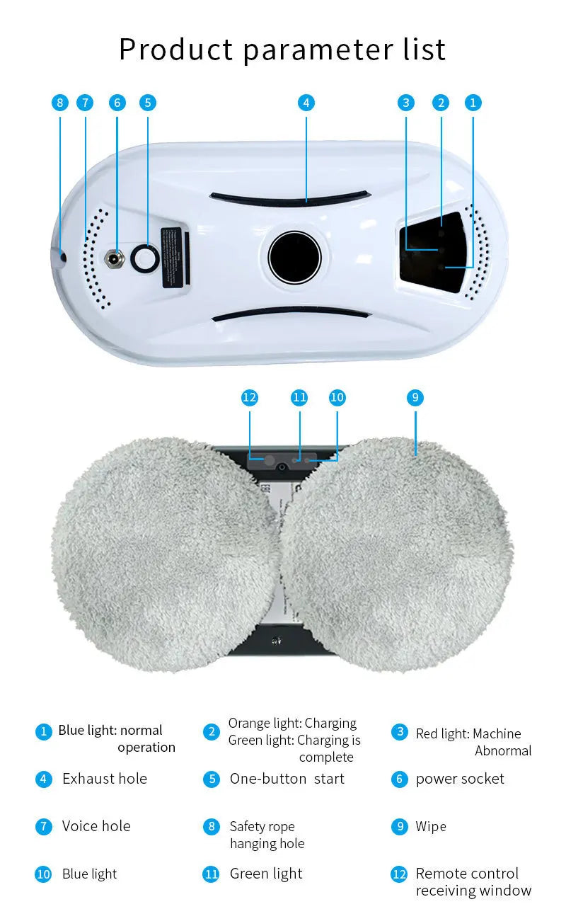 Ultra-thin Robot Vacuum Cleaner Window Cleaning Clean Glass Electric Window Cleaner Blackout Protection