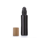 1X 10X 5ML 10ML Glass Black Roll On Bottle Essential Oil Natural Obsidian Ball Roller for Perfume Aromatherapy Refillable Bamboo