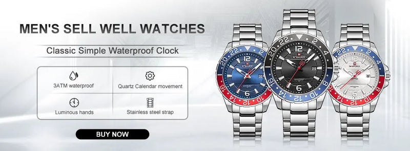 NAVIFORCE Luxury Brand New Watch for Men Stainless Steel Dual Display Quartz Wrist Watches Waterproof Military Sports Male Clock