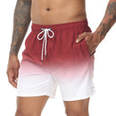 Men's Swim Trunks Gradient Swimming Shorts Quick Dry Beach Shorts with Zipper Pockets and Mesh Lining Fashion Swimsuit for Men
