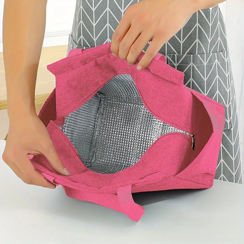 A~N Letter Printed Nylon Lunch Bag With Zipper Waterproof Insulation Bag Ice Bag Suitable For Men & Women's Work Picnic Travel