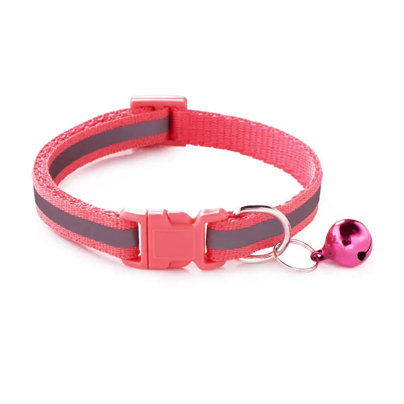Reflective Cat Collar Safety Buckle with Bell Breakaway Pet Small Dog Collier Chain Necklace Personalized for Gatos Kitten Perro