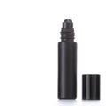 1X 10X 5ML 10ML Glass Black Roll On Bottle Essential Oil Natural Obsidian Ball Roller for Perfume Aromatherapy Refillable Bamboo