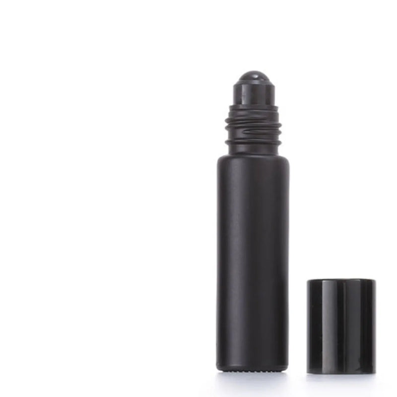 1X 10X 5ML 10ML Glass Black Roll On Bottle Essential Oil Natural Obsidian Ball Roller for Perfume Aromatherapy Refillable Bamboo