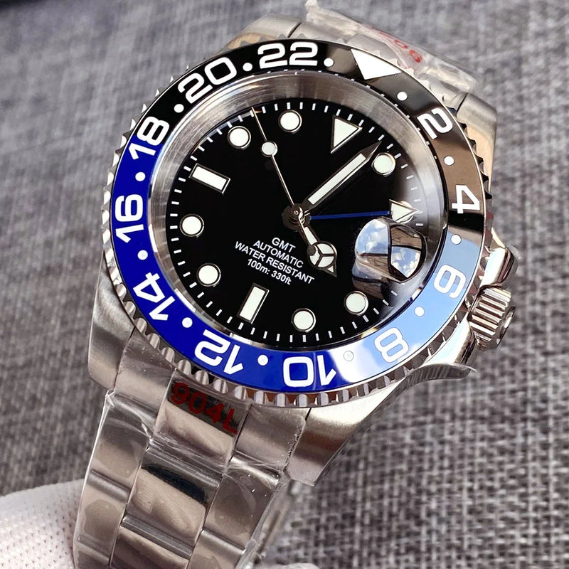 Gold Tow Tone NH34A GMT Movement Diving Watch for Men Automatic Watches Mechanical Swim Jubilee Bracelet 200m Waterproof Date