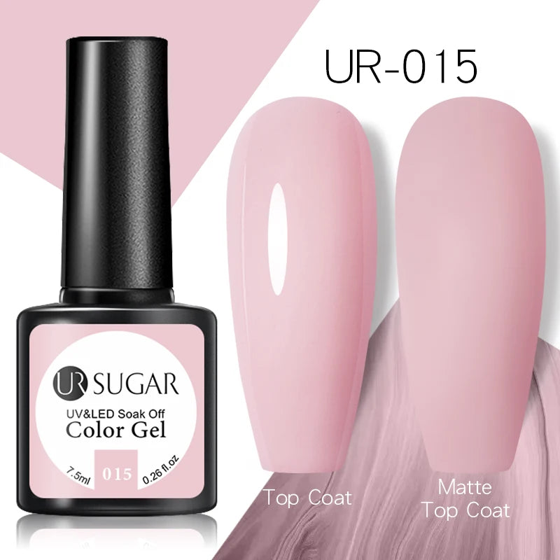 UR SUGAR - Esmalte de uñas en gel semipermanente rosa nude con purpurina, color sólido, 7,5 ml, para manicura semipermanente UV LED