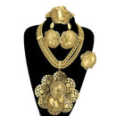 Woman Large Pendant Necklace Flower Banquet Wedding Party Accessories Brazilian Jewelry Set FHK13611