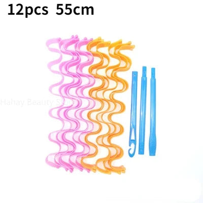 12pcs Heatless Hair Curlers Magic Wave Formers Spiral Hair Rollers Wavy Curlers Women Hairstyle Roller Hair Styling Tools