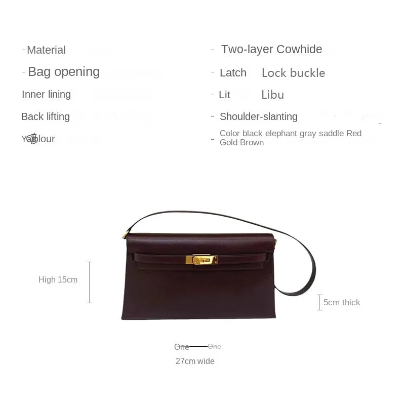 Goat Pattern Genuine Leather Underarm Bag Women's Shoulder Bag 2024 New Cowhide High-Grade Messenger Bag