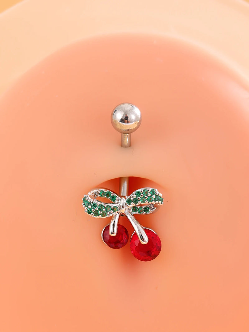 14G Stainless Steel Heart Dangled Belly Button Rings Belly Piercing Nombril for Women Girls Pink Zircon Crystal Sexy Navel Ring