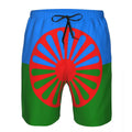Romani People Rom Gypsy Flag Mens Swim Trunks Qucik Dry Board Beach Shorts Bathing Suit for Men Boardshorts Lightweight