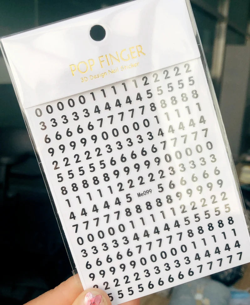 Newest Black Numbers English Letter Design 3d Self Adhesive Decal Slider DIY Decoration Manicure Tools Nail Sticker Accessories