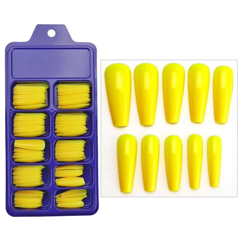 Fake Nails 100PCS Claw Shape Full Cover Wearable DisassemblyGlossy Pure White Red Orange Natural False Nails Tips