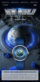 Tourbillon Earth Men's Watch Luminous 3D Mechanical Automatic Genuine Leather Waterproof High End Luxury relogios masculino