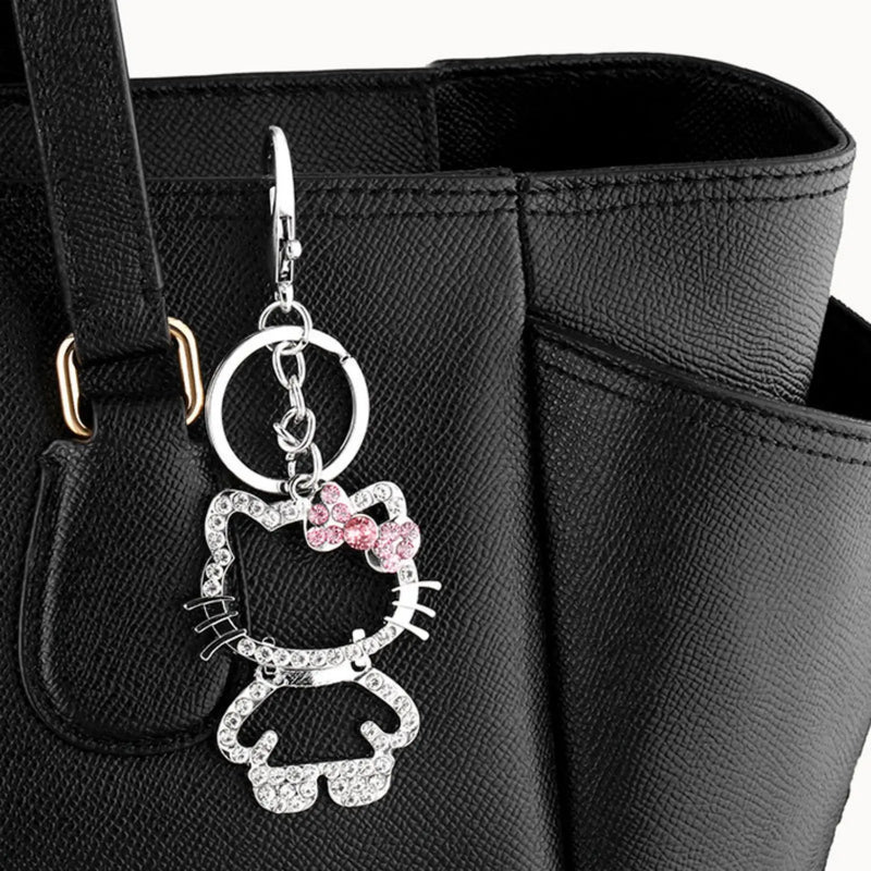 Sanrio Hello Kitty Cute Crystal Masonry Keychain Metal Backpack Pendant Keychain Ring Fashion Keychain Party Toy Easter Gifts
