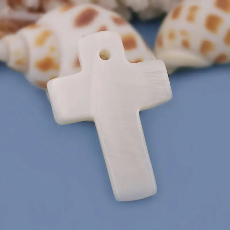 20PCS 22x17MM White Natural Freshwater Shell Cross Charms Pendants Diy Jewelry Making Supplies Necklace Earrings Accessories