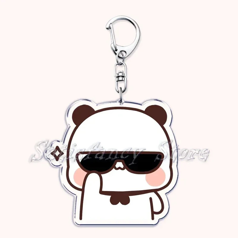 Llavero con diseño de Bubu Dudu, pareja de enamorados, oso panda, accesorios para bolso, colgante, joyería, regalos para amantes.