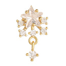 Pendientes de botón con forma de flor, estrella y corazón de circonita brillante de estilo coreano para mujer