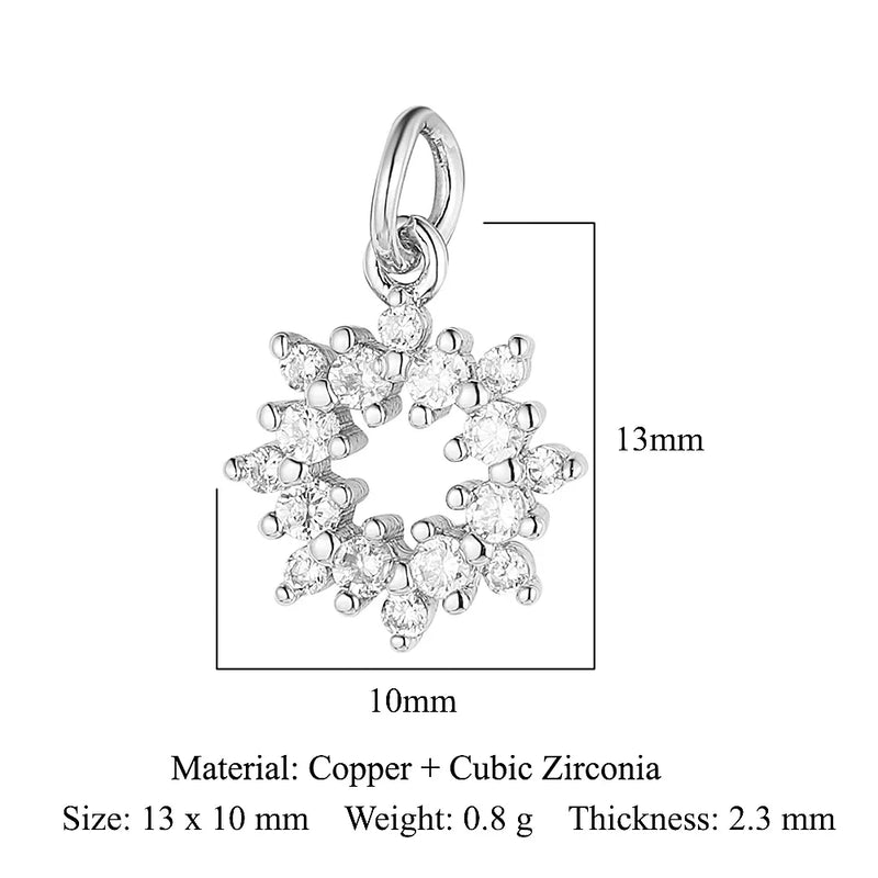 Fashion Cat Horseshoe Copper CZ Cycling Charm Wholesale Bear Butterfly Racket Pendant For Bracelet Necklace Making