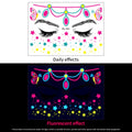 1Pc UV Neon Butterfly Flower Face Tattoo Stickers 14*15cm Waterproof Fluorescent Body Sticker for Club Party Makeup Face Sticker