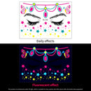 1Pc UV Neon Butterfly Flower Face Tattoo Stickers 14*15cm Waterproof Fluorescent Body Sticker for Club Party Makeup Face Sticker