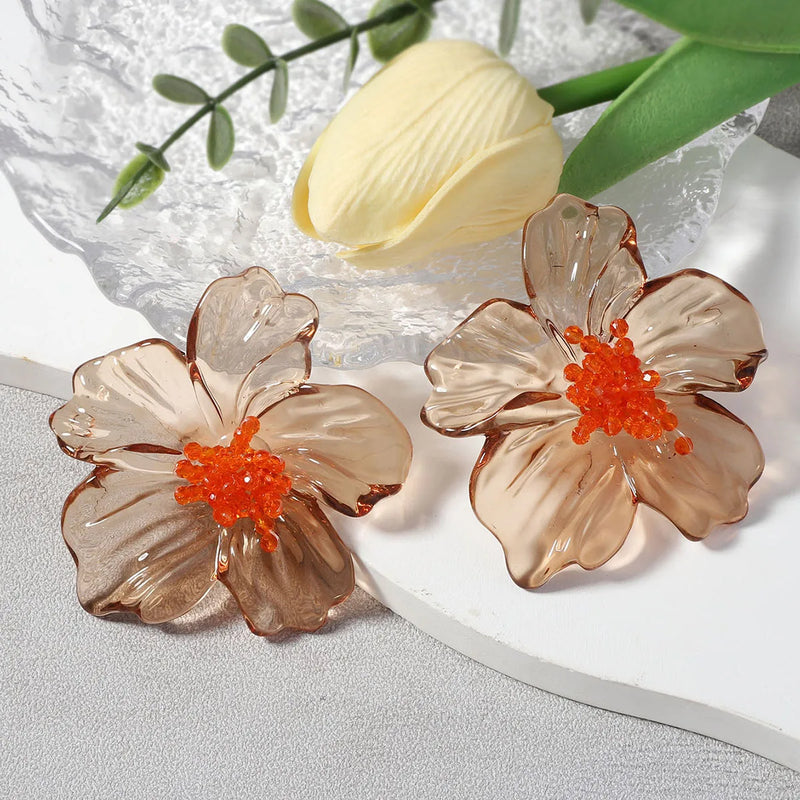 Exaggerated Trend Fashion Acrylic Transparent Flower Earrings