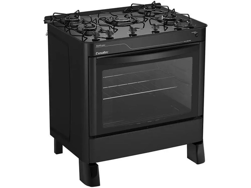 5-Ball Stove Esmaltec Black Glass Table Agata Glass - Bivolt